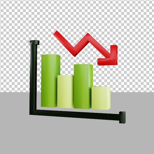 Trend Down Stock Chart Investment Stock Trading Icon 3D Render Illustration