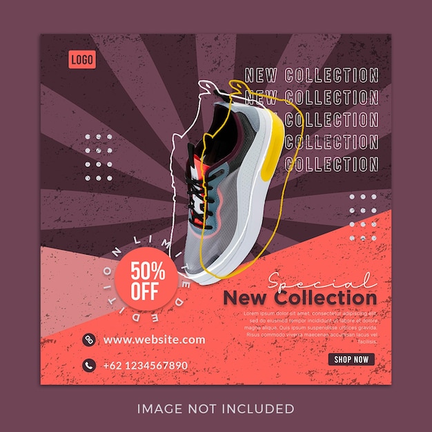 PSD trendy modern shoes footwear social media post template