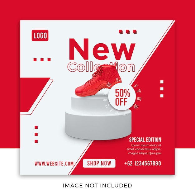 trendy shoes red social media post template