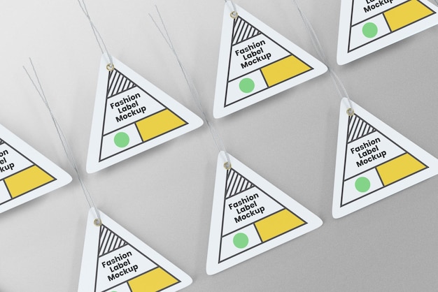 Triangle label tag mockup psd design template