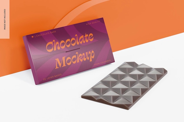 Triangular Chocolate Bar Mockup, Leaned