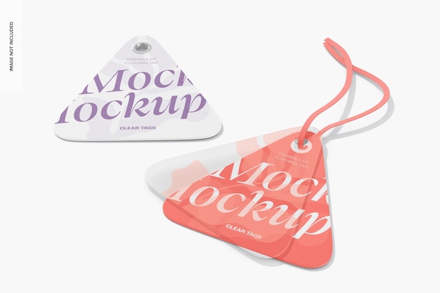 Triangular Clothing Tags Mockup, Perspective