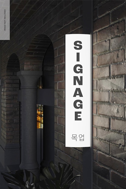 Triangular Korean Wall Sign Mockup, Perspective 02