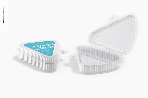 Triangular Plastic Food Packaging Mockup, Opened and Closed