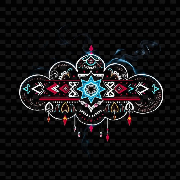 Tribal Cloud With Ethnic Patterns Cultural Motifs and Traditional Designs N_Isolated_Neon_Objecte