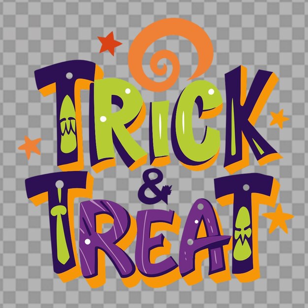 PSD trick treat text isolated on transparent background