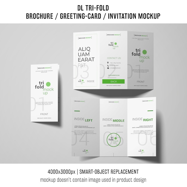 trifold brochure or invitation mockups