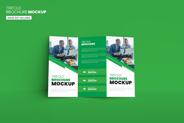 Trifold brochure mockup with green background