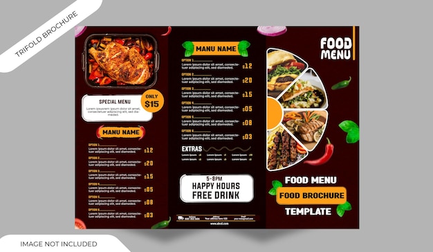 Trifold Food brochure template fast food menu brochure for restaurant design