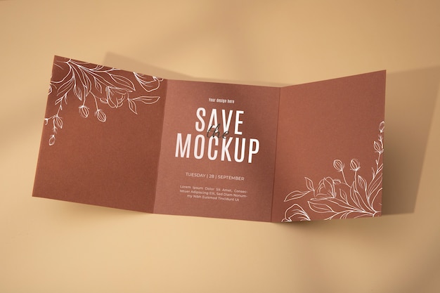 PSD trifold wedding invitations mockup