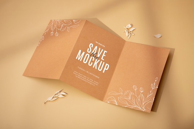 PSD trifold wedding invitations mockup