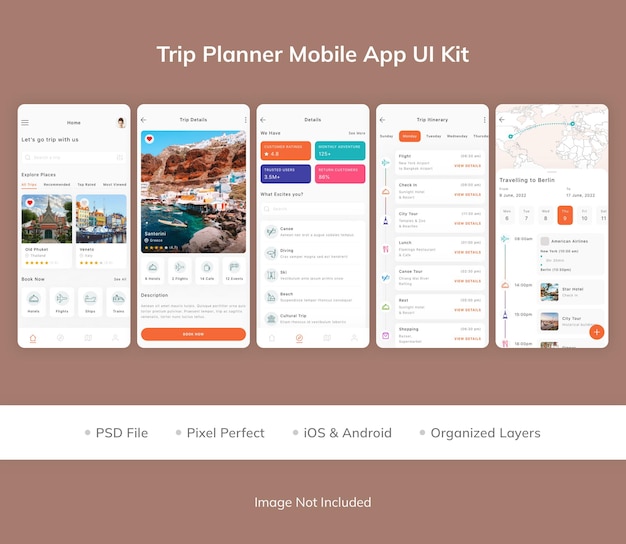 Trip Planner Mobile App UI Kit