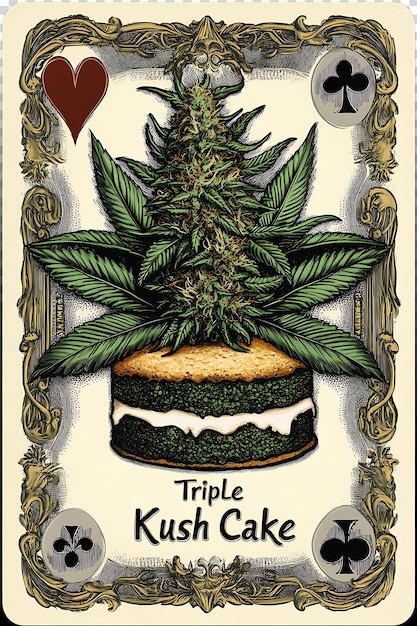 PSD triple kush cake poker cards with cannabis theme