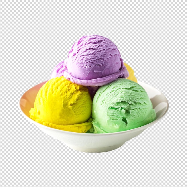 Triple scoop of ice cream with transparent background