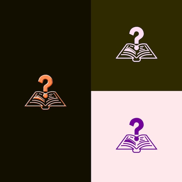 Trivia Game Award Logo With a Question Mark and a Book for D Creative and Unique Vector Designs