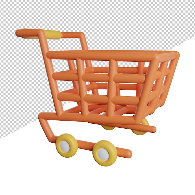 Trolley Cart Store front view 3d rendering icon illustration on transparent background