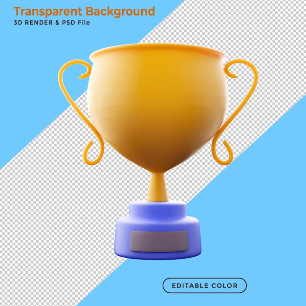 Trophy and achievement concept of successful 3D rendering clipping path