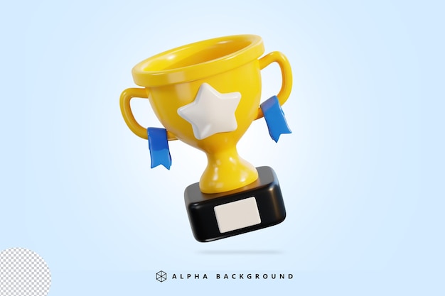 Trophy cup icon 3d rendering vector illustration