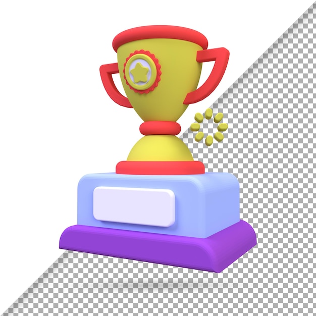 Trophy cup or winner cup illustration background 3D render icon for business idea concept