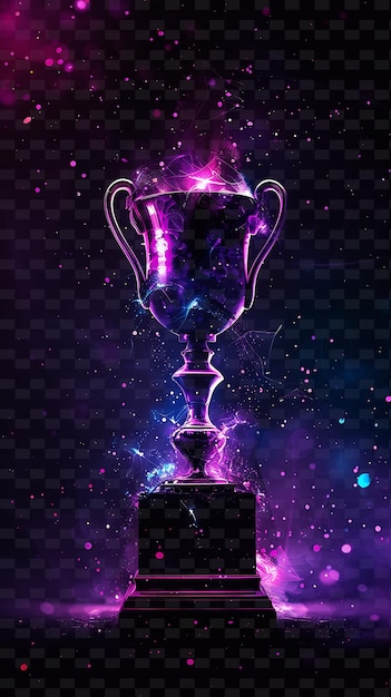 PSD a trophy with purple and blue glitters on the bottom