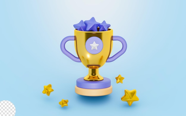 trophy with star sign 3d render concept for winner prize championship cup rewards