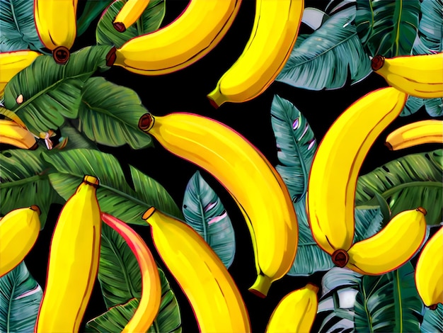 PSD tropical bananas seamless psd transparent pattern design 17