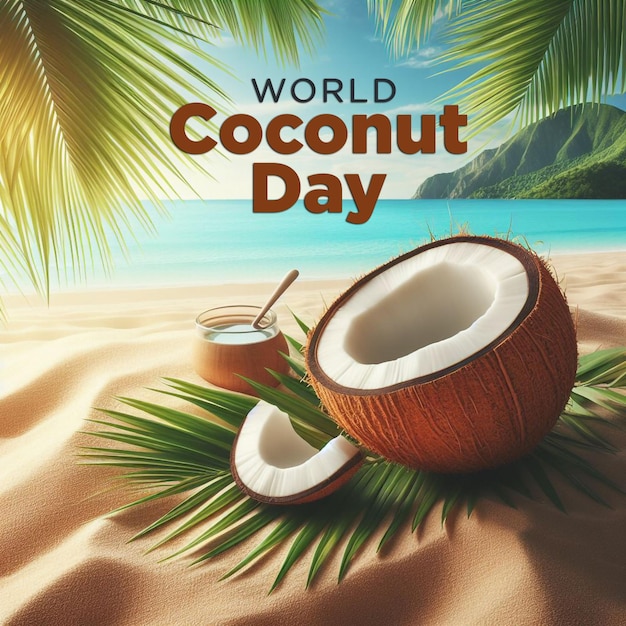 Tropical Celebration World Coconut Day PSD Banner