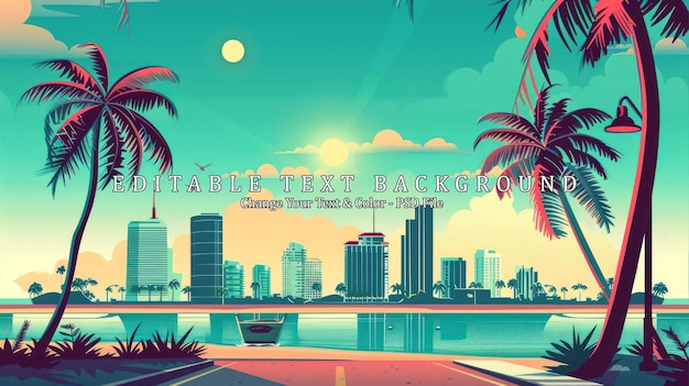 PSD tropical cityscape illustration