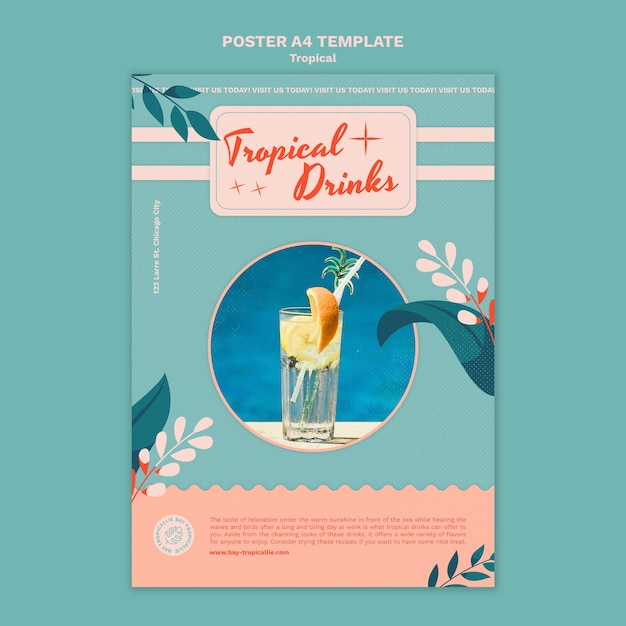 Tropical drinks poster template