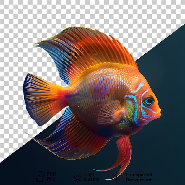 tropical fish with reef isolated on transparent background