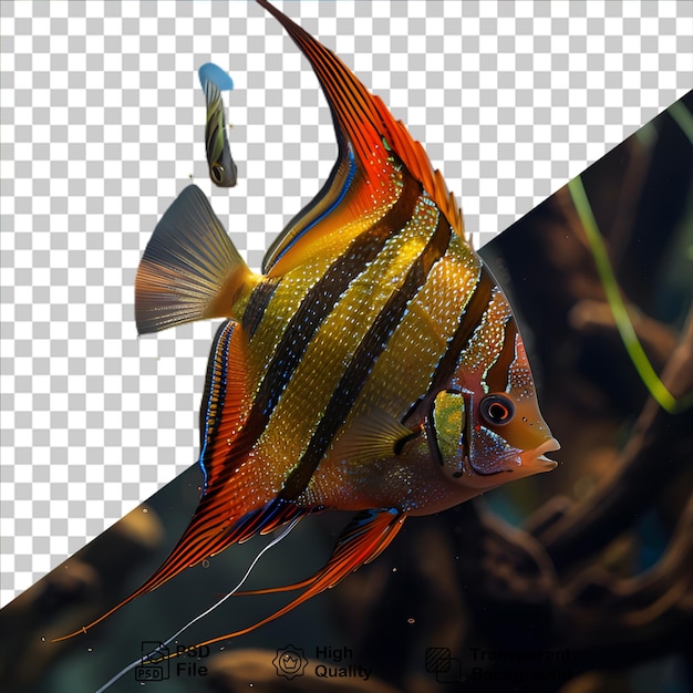 tropical fish with reef isolated on transparent background