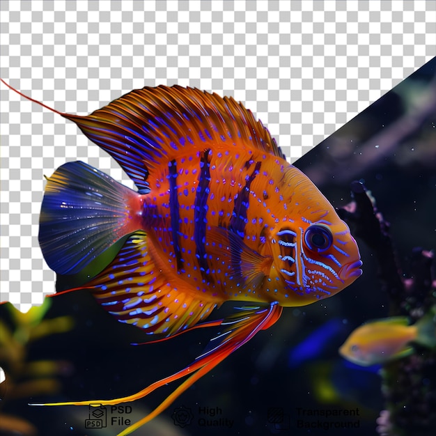 tropical fish with reef isolated on transparent background