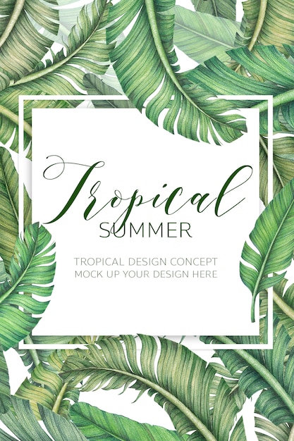 Tropical foliage design frame