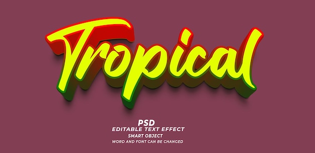 PSD tropical fruits psd 3d editable text effect