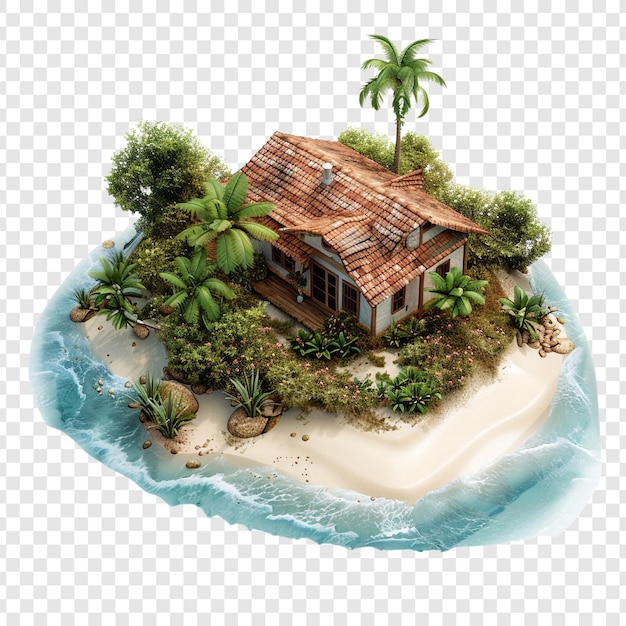 PSD tropical island cottage