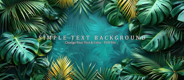 PSD tropical leaf border on teal background