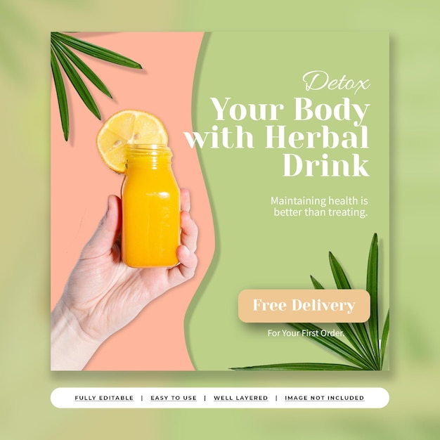 Tropical Modern Herbal Drink Promotion Instagram Post