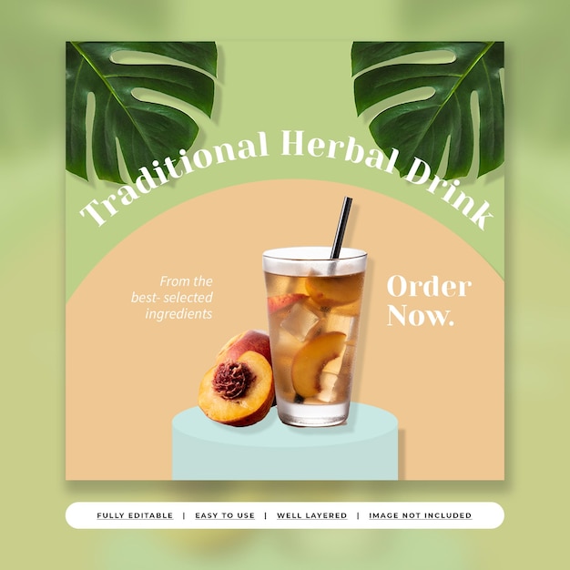 Tropical Modern Herbal Drink Promotion Instagram Post