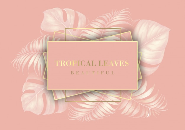 PSD tropical palm leaves border for invitation card.