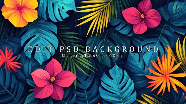 PSD tropical paradise vibrant floral and lush foliage