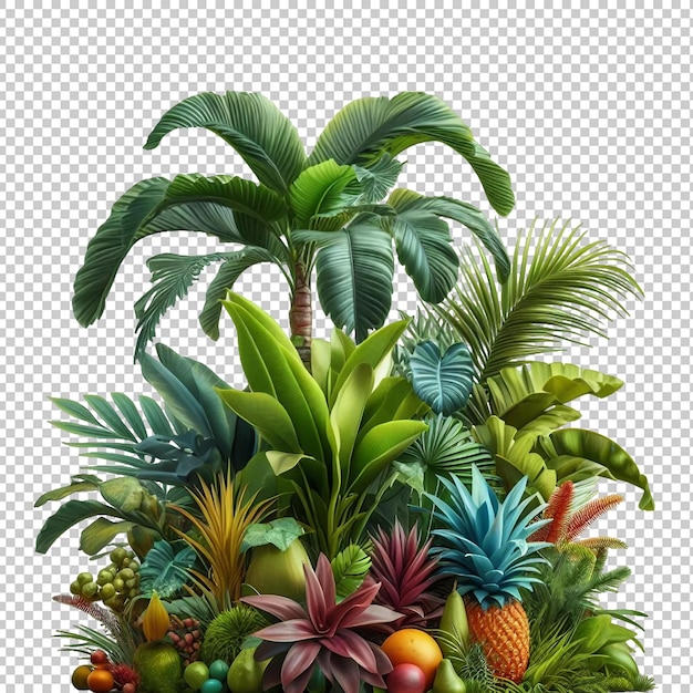 Tropical plants isolated transparent background Ai generative