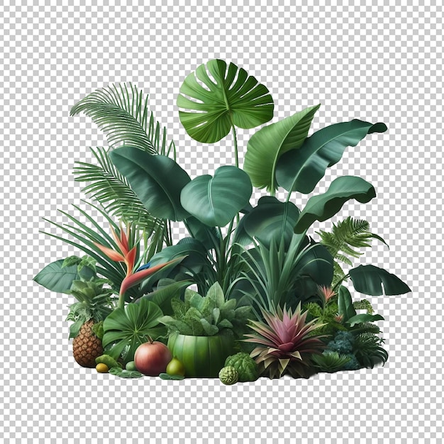 Tropical plants isolated transparent background Ai generative