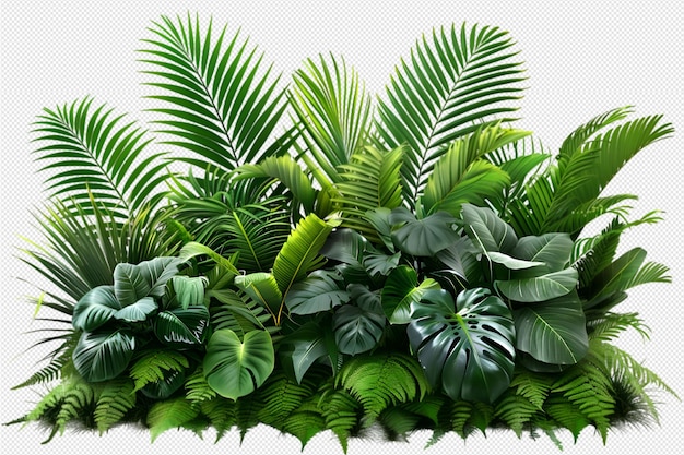 Tropical plants on transparent background