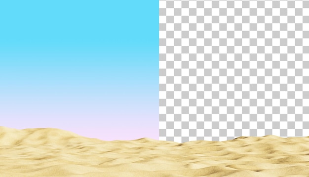 Tropical sandy beach isolated on a white background Summer beach Realistic sand texture 3d render