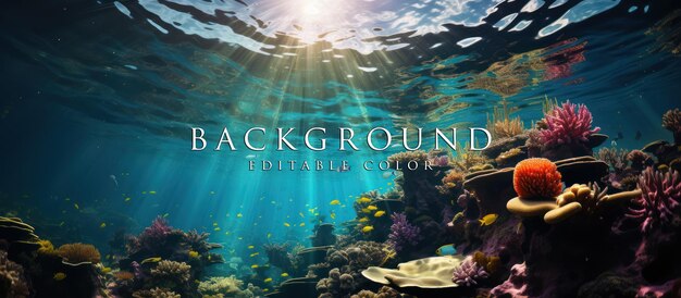 PSD tropical sea coral reef underwater background ocean diving