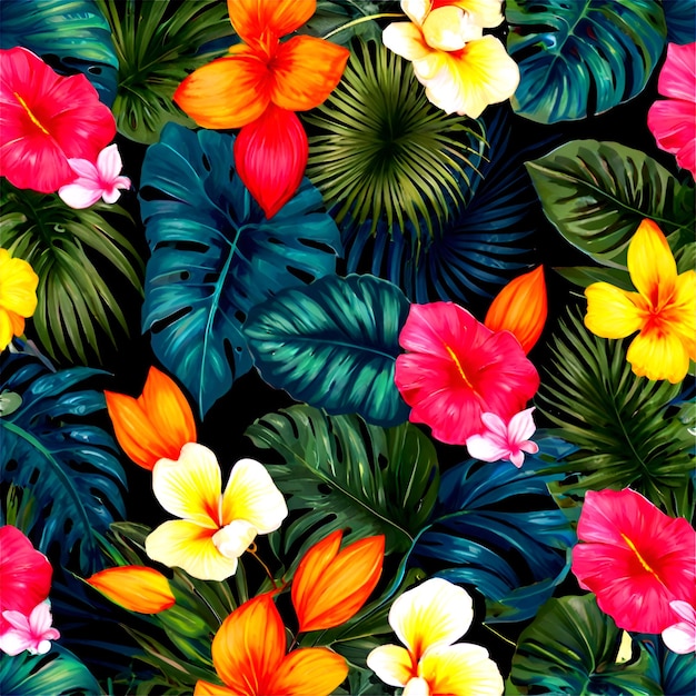 PSD tropical seamless or floral tropical seamless psd transparent pattern design 7