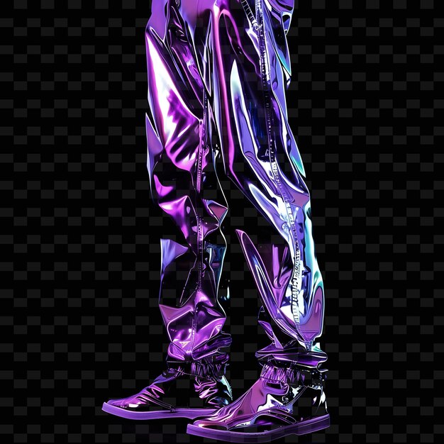 Trousers With Slim Fit Made With Polyester Blend Glowing in PNG Unique Neon Fashion Clothing