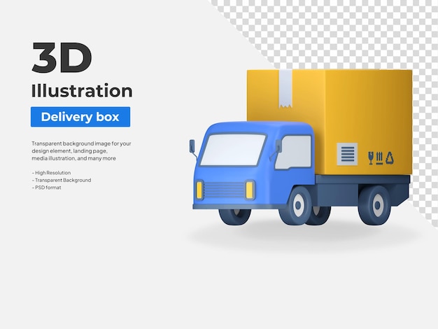 Truck expedition sending delivery package 3d icon illustration