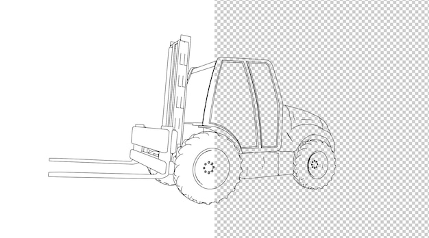 PSD truck hand drawing and sketch black and white.