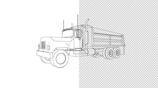 Truck hand drawing and sketch black and white.